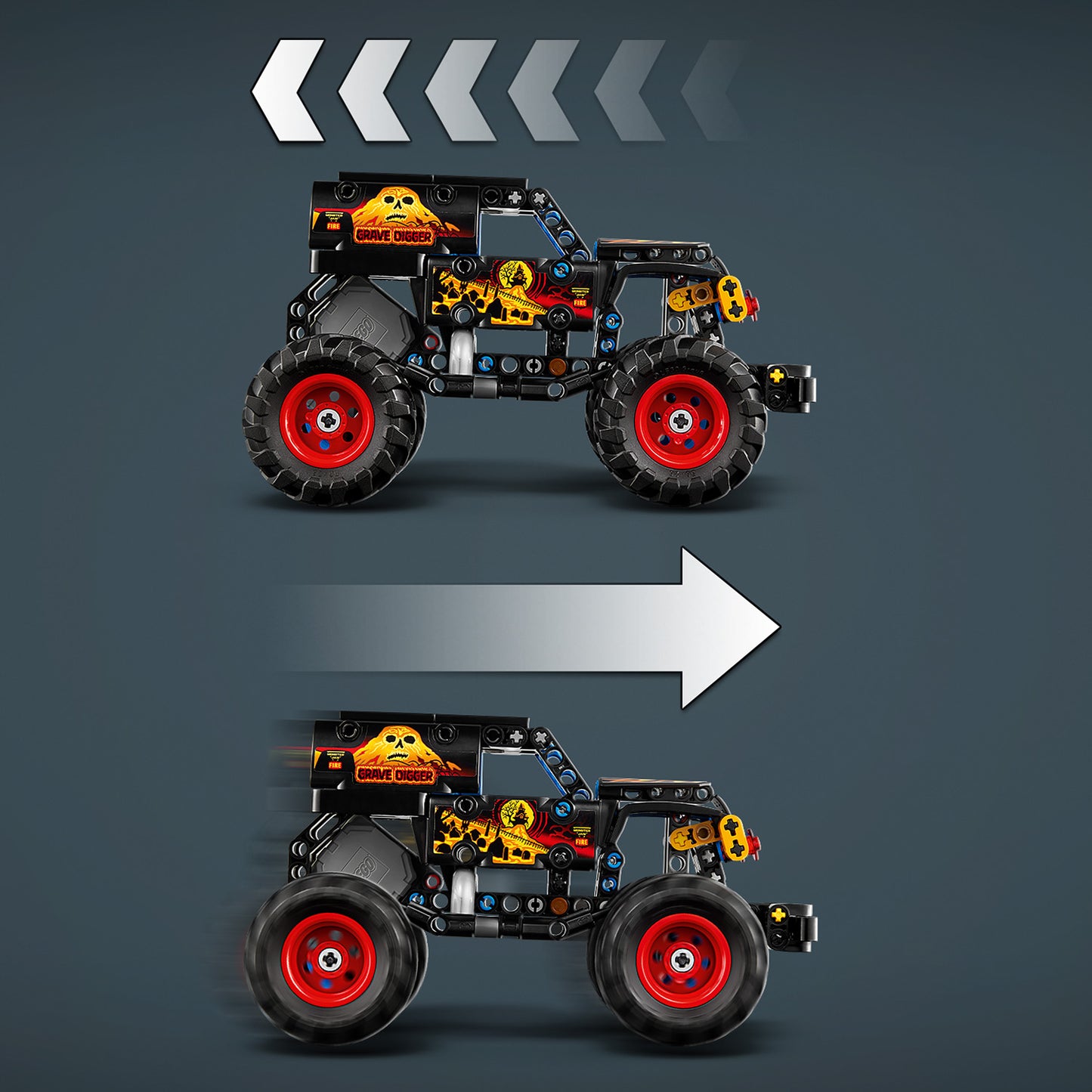 LEGO® Technic Monster Jam™ Grave Digger™ Vuur en IJs - Pull-Back Speelgoedtruck - 42219