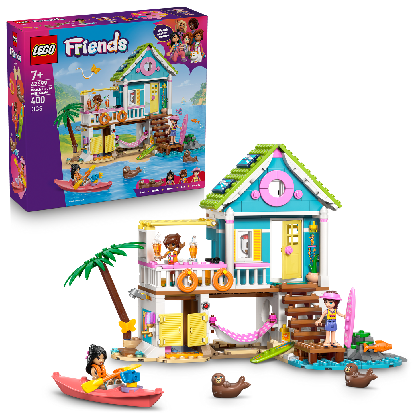 LEGO® Friends Strandhuis met Zeehonden - Bouwset met 3 Minipoppetjes en 2 Zeehondenfiguren - 42699