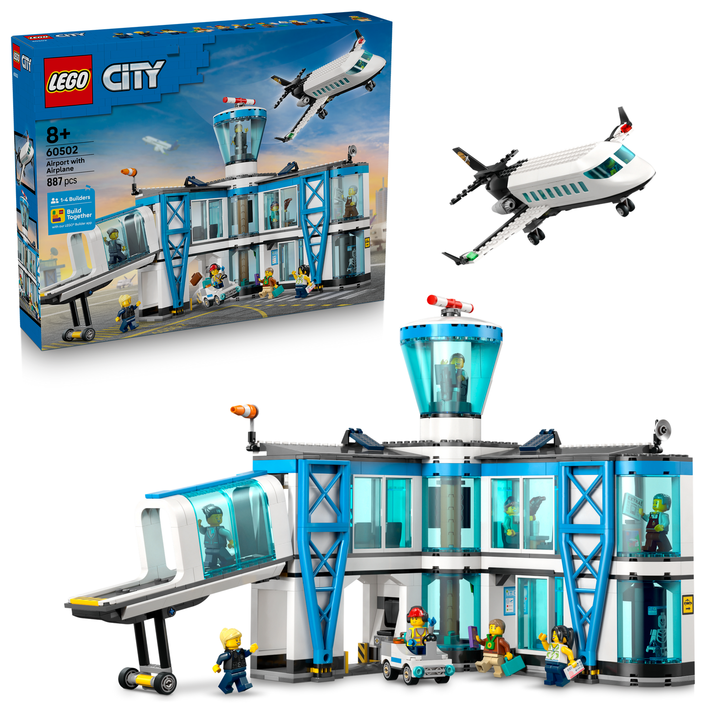 LEGO® City Luchthaven met Vliegtuig - Speelgoedset met Vliegveldmodel voor Fantasierijk Spelen - 60502