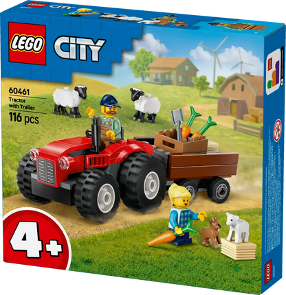 LEGO Rode tractor met aanhanger en schapen 60461 City
