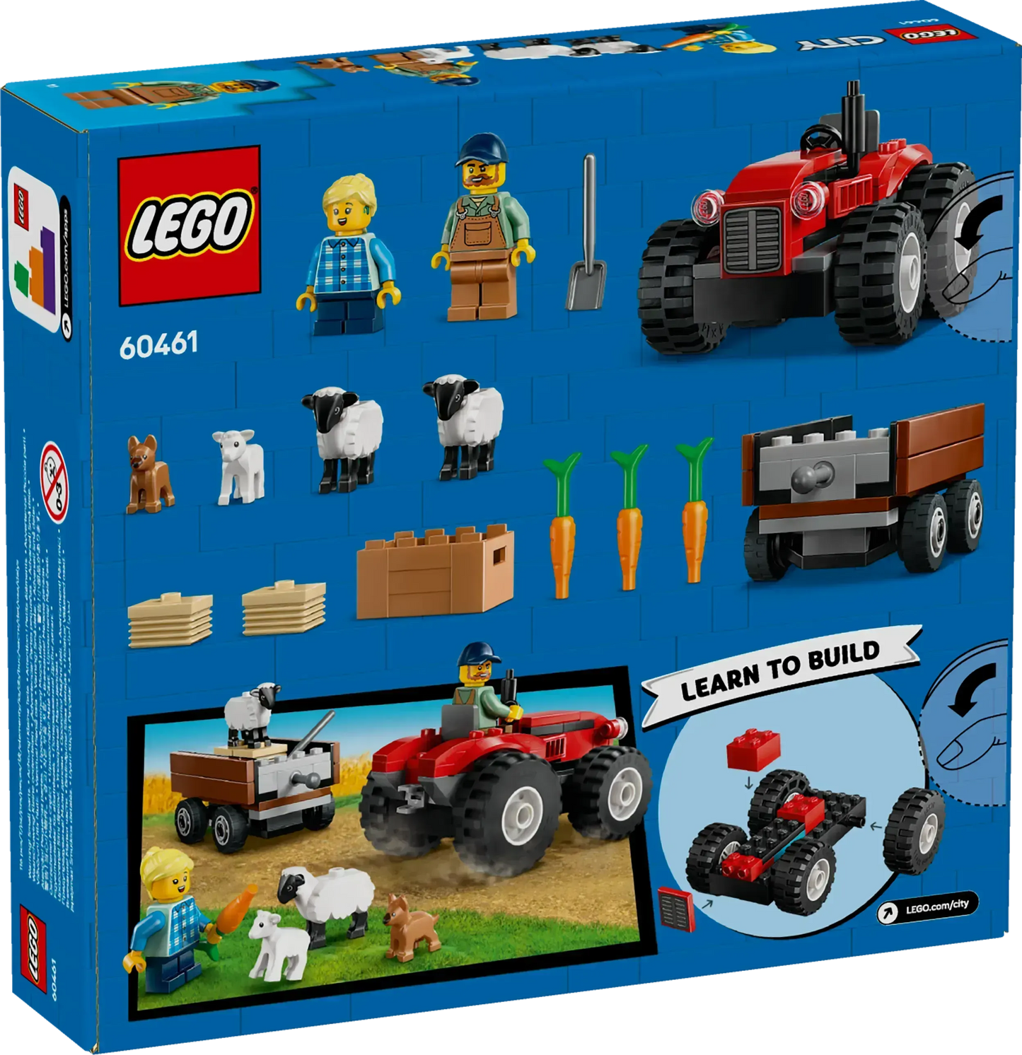 LEGO Rode tractor met aanhanger en schapen 60461 City