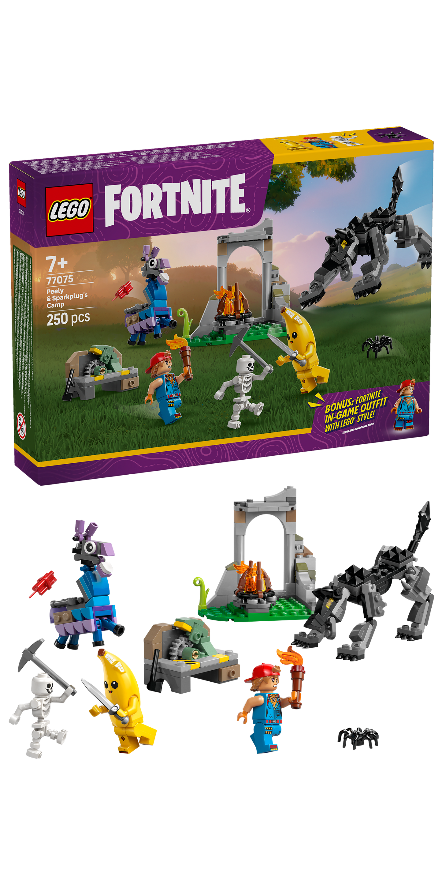 LEGO Peely en Sparkplugs kamp 77075 Fortnite